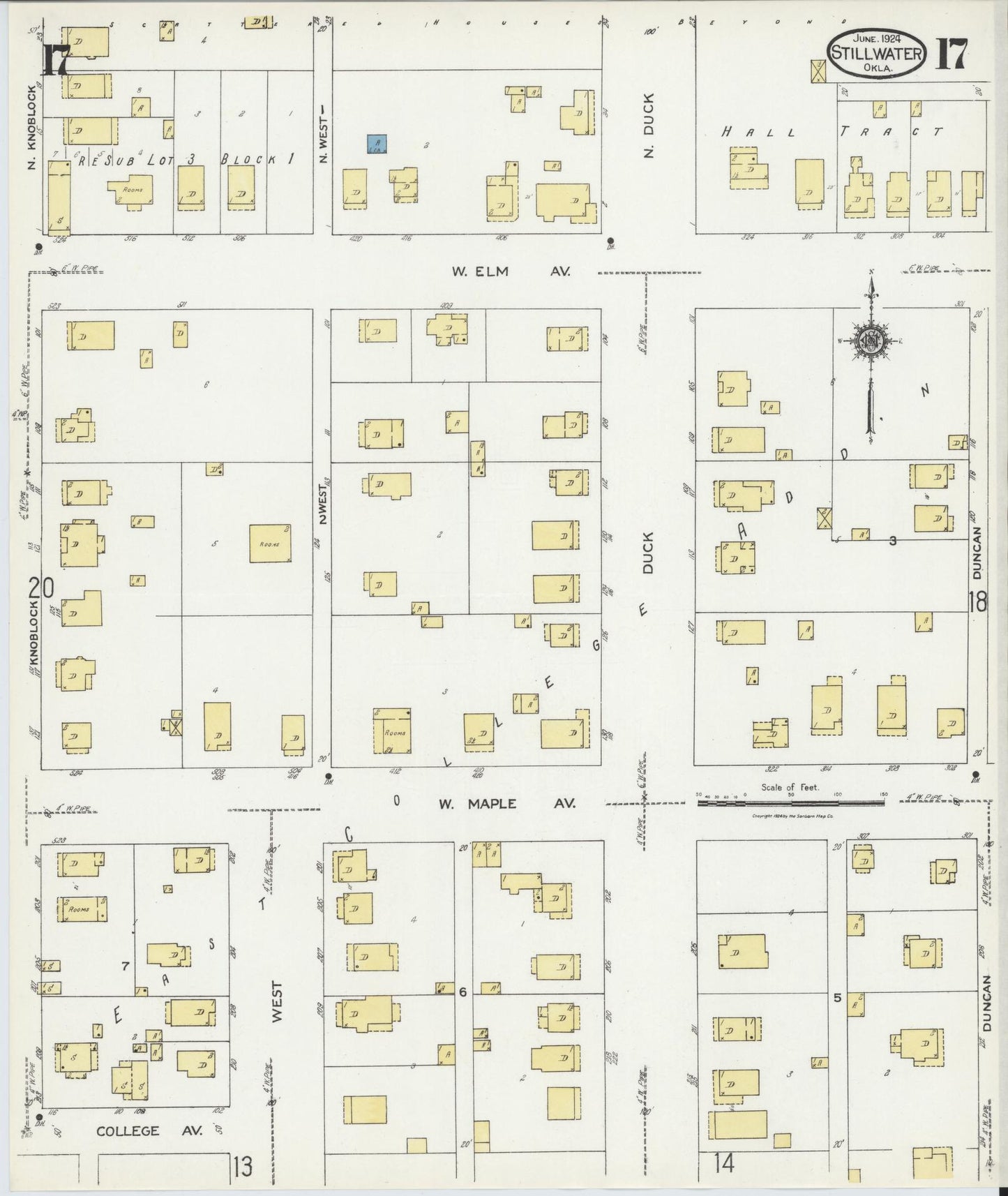 Sanborn Fire Insurance Map from Stillwater, Payne County, Oklahoma (1924), Sheet #0017 - Complete Map Set gallery image, historic Sanborn map, vintage wall art, Oklahoma Oklahoma