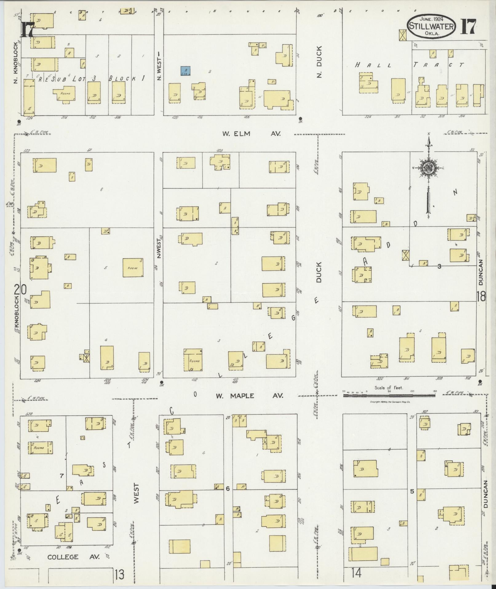 Sanborn Fire Insurance Map from Stillwater, Payne County, Oklahoma (1924), Sheet #0017 - Complete Map Set gallery image, historic Sanborn map, vintage wall art, Oklahoma Oklahoma