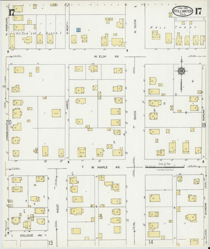 Sanborn Fire Insurance Map from Stillwater, Payne County, Oklahoma (1924), Sheet #0017 - Complete Map Set gallery image, historic Sanborn map, vintage wall art, Oklahoma Oklahoma