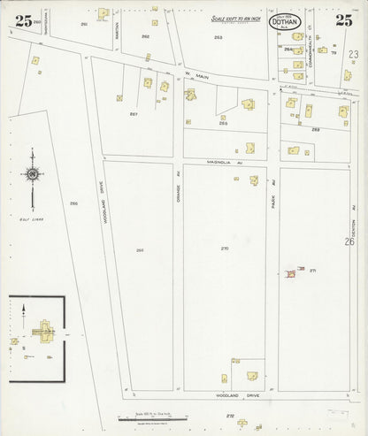 Sanborn Fire Insurance Map from Dothan, Houston County, Alabama (1924), Sheet #0025 - Complete Map Set gallery image, historic Sanborn map, vintage wall art, Alabama Alabama