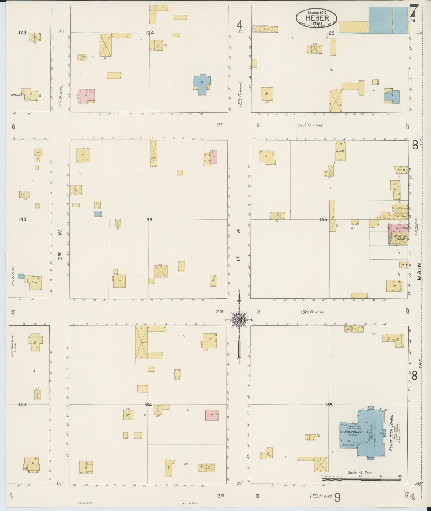 Sanborn Fire Insurance Map from Heber, Wasatch County, Utah (1917), Sheet #0007 - Historic Sanborn Fire Insurance Map Print, vintage old map wall art, antique decor, genealogy gift, Utah Utah map