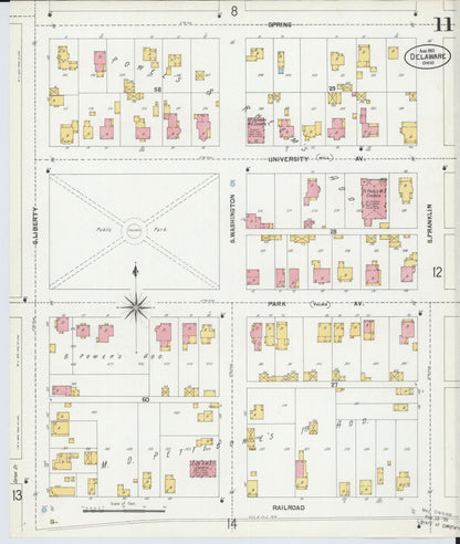 Sanborn Fire Insurance Map from Delaware, Delaware County, Ohio (1901), Sheet #0011 - Complete Map Set gallery image, historic Sanborn map, vintage wall art, Sanborn Fire Insurance Map from Delaware Delaware