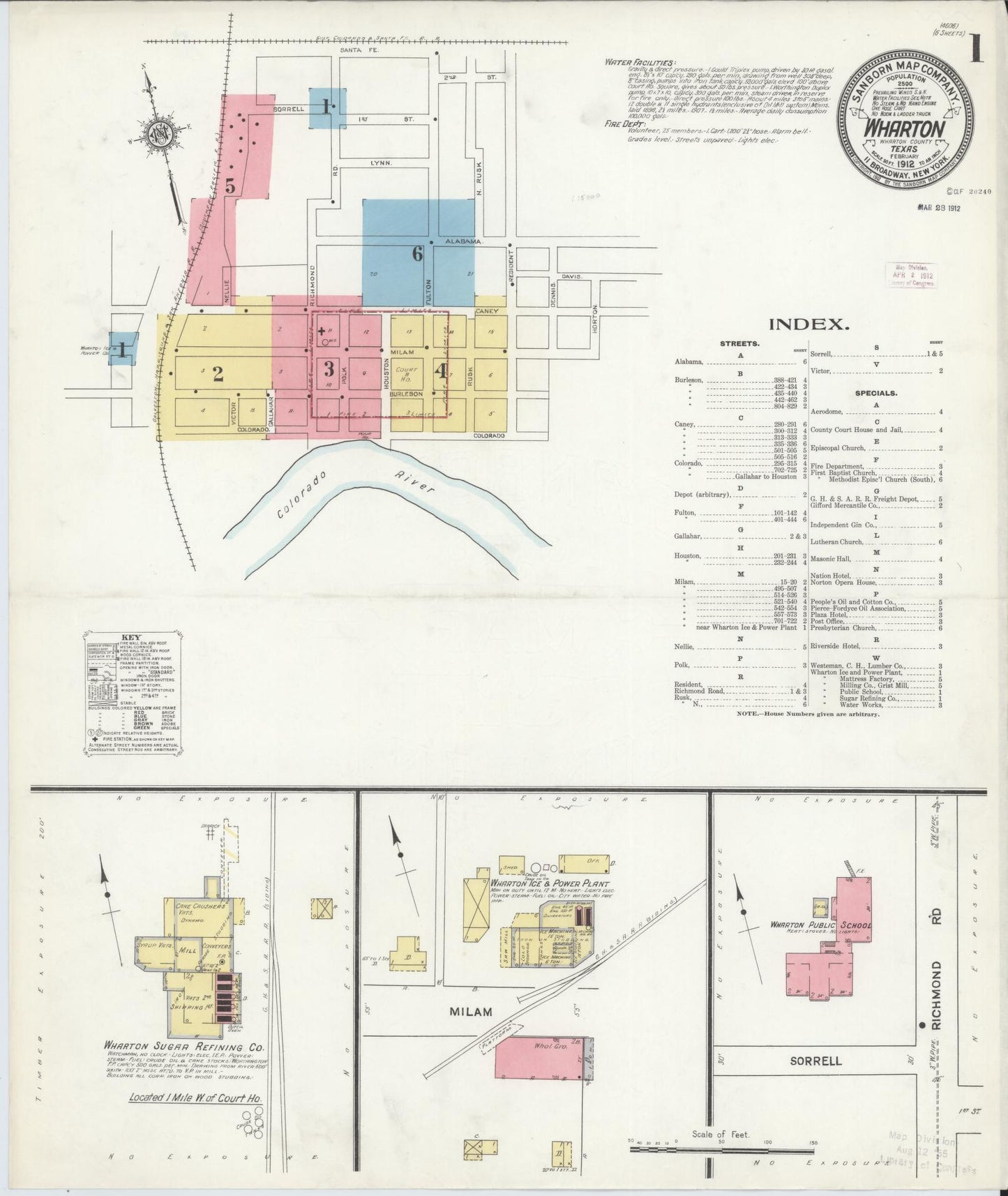 Sanborn Fire Insurance Map from Wharton, Wharton County, Texas (1912), Sheet #0002 - Complete Map Set gallery image, historic Sanborn map, vintage wall art, Texas Texas