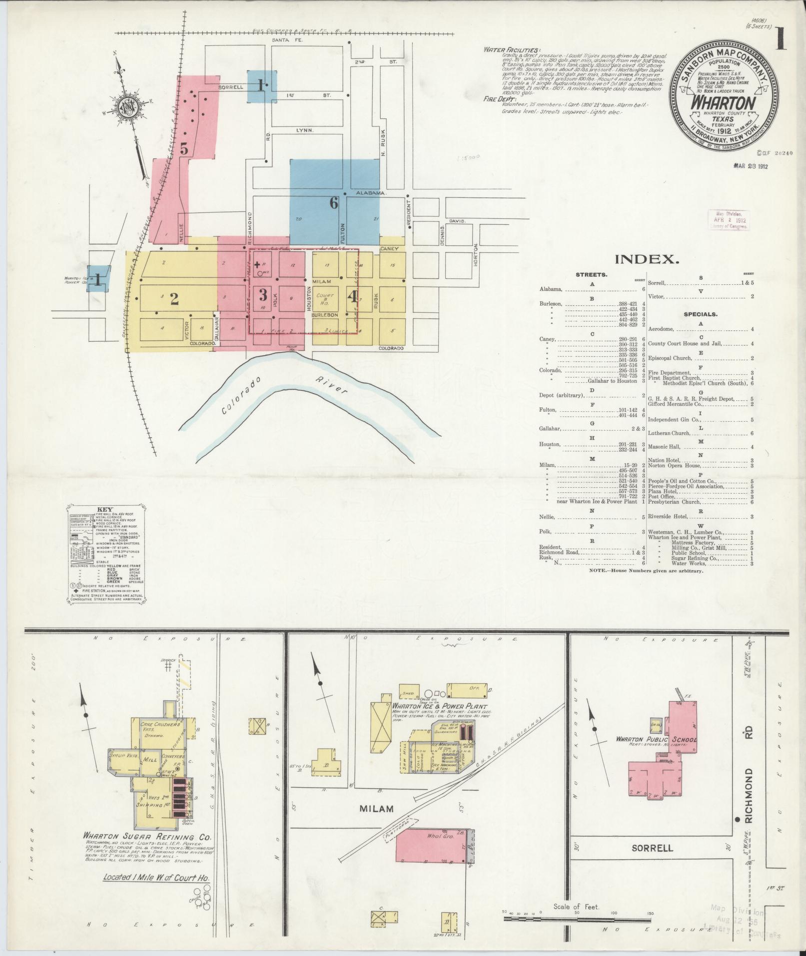 Sanborn Fire Insurance Map from Wharton, Wharton County, Texas (1912), Sheet #0002 - Complete Map Set gallery image, historic Sanborn map, vintage wall art, Texas Texas
