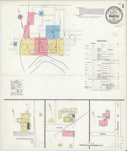 Sanborn Fire Insurance Map from Wharton, Wharton County, Texas (1912), Sheet #0002 - Complete Map Set gallery image, historic Sanborn map, vintage wall art, Texas Texas