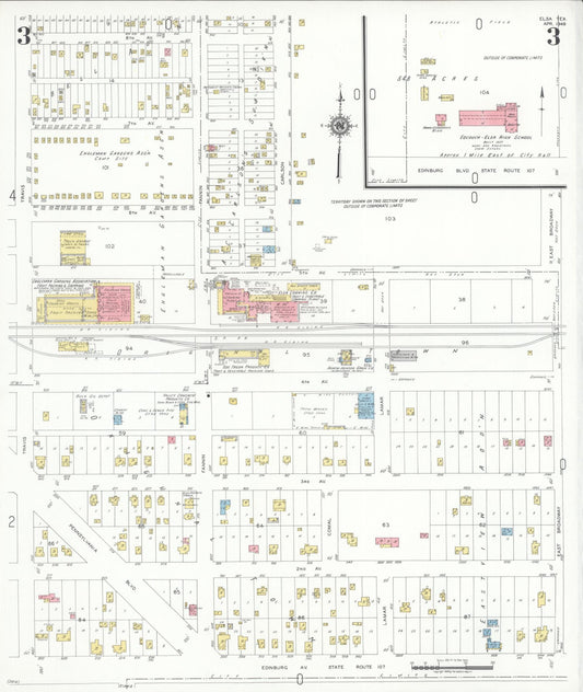 Sanborn Fire Insurance Map from Elsa, Hidalgo County, Texas (1949), Sheet #0003 - Historic Sanborn Fire Insurance Map Print, vintage old map wall art, antique decor, genealogy gift, Texas Texas map