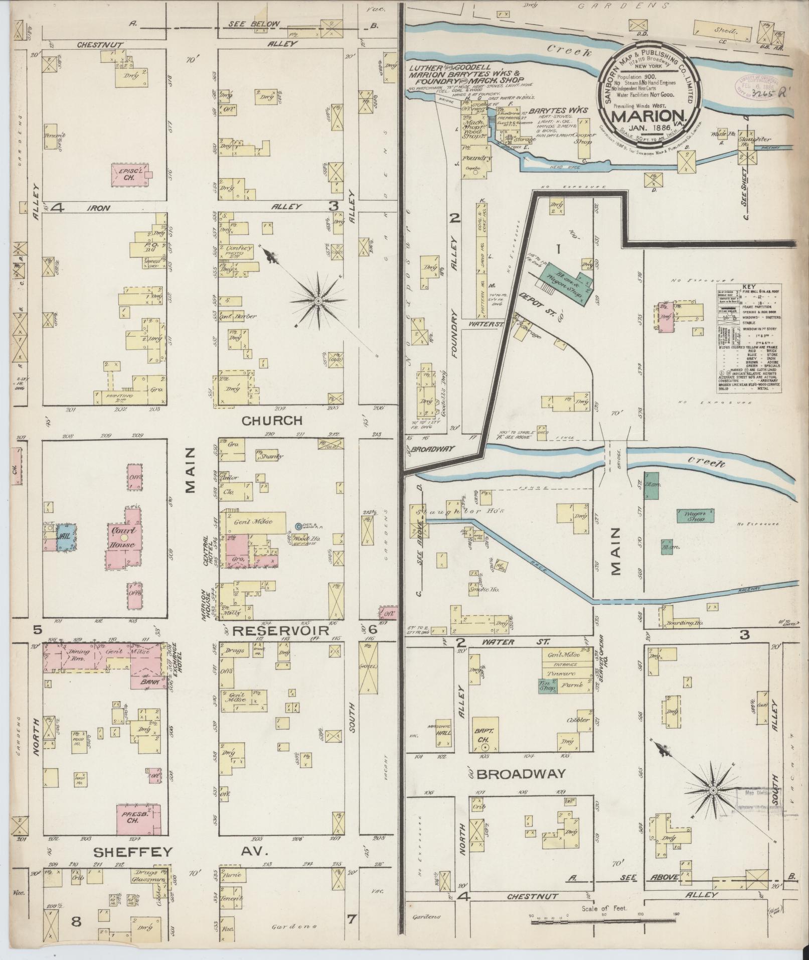 Sanborn Fire Insurance Map from Marion, Smyth County, Virginia. (1886) – Historic Sanborn Fire Insurance Map Print