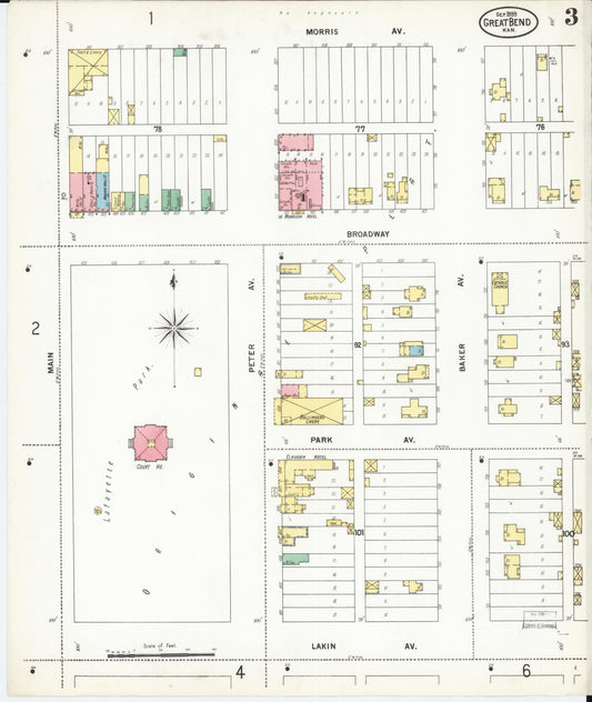 Sanborn Fire Insurance Map from Great Bend, Barton County, Kansas (1899), Sheet #0003 - Historic Sanborn Fire Insurance Map Print, vintage old map wall art, antique decor, genealogy gift, Kansas Kansas map