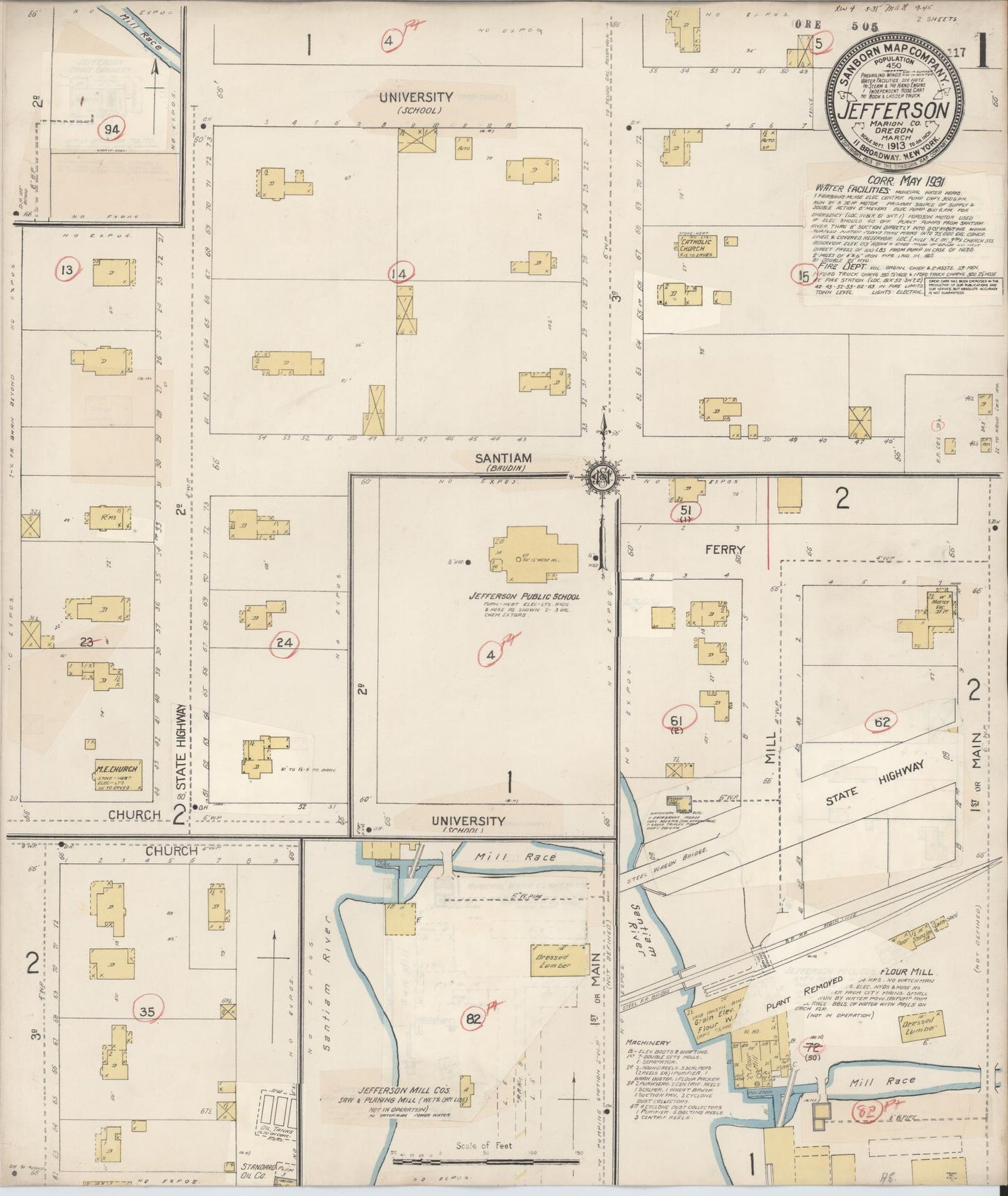 Sanborn Fire Insurance Map from Jefferson, Marion County, Oregon (1931), Sheet #0001 - Complete Map Set gallery image, historic Sanborn map, vintage wall art, Oregon Oregon