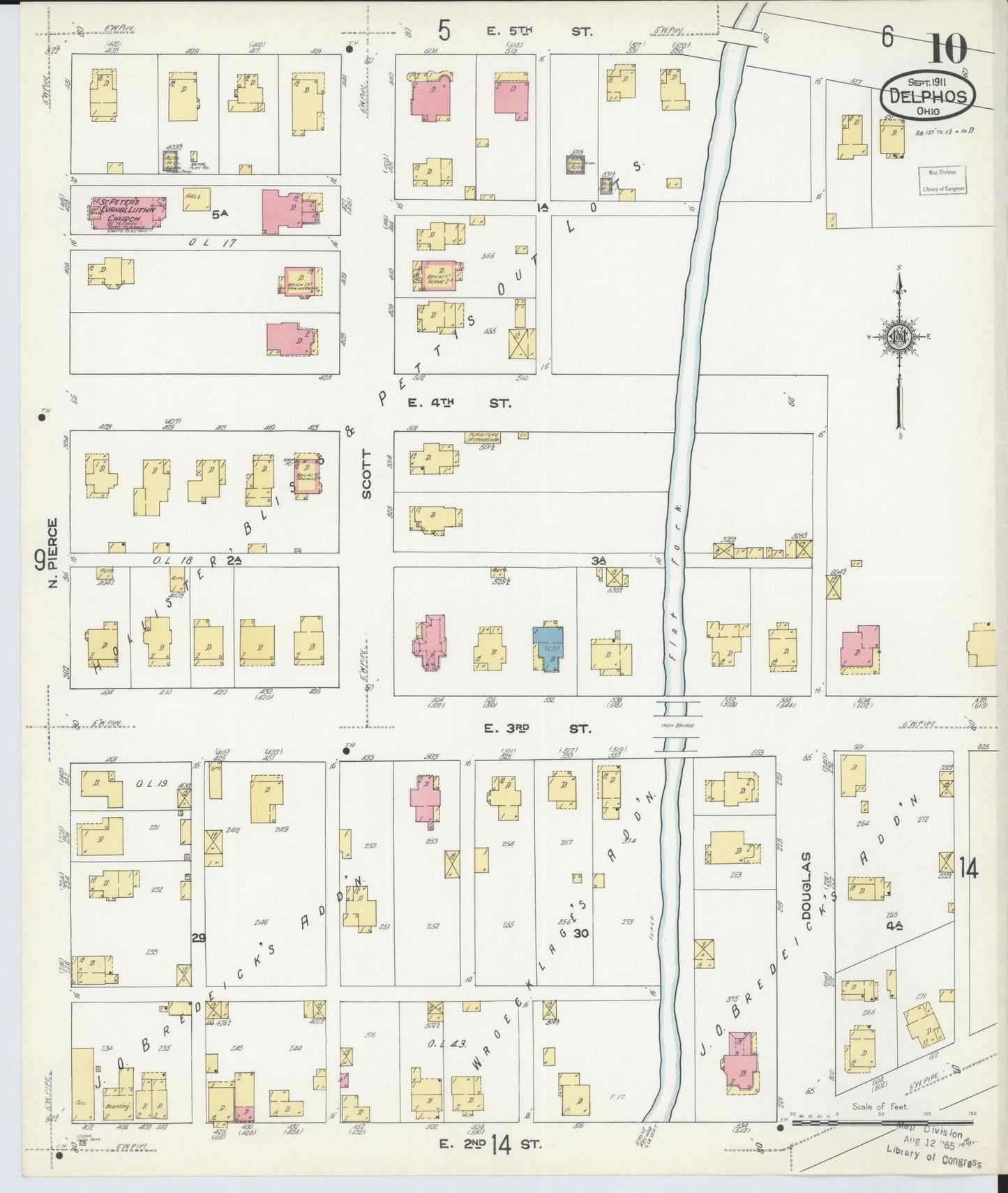 Sanborn Fire Insurance Map from Delphos, Van Wert And Allen Counties, Ohio (1911), Sheet #0010 - Historic Sanborn Fire Insurance Map Print, vintage old map wall art, antique decor, genealogy gift, Ohio Ohio map