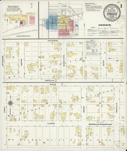 Sanborn Fire Insurance Map from Kansas, Edgar County, Illinois (1910), Sheet #0001 - Historic Sanborn Fire Insurance Map Print, vintage old map wall art, antique decor, genealogy gift, Illinois Illinois map