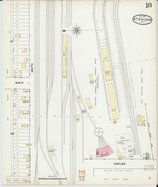 Sanborn Fire Insurance Map from Atchison, Atchison County, Kansas (1891), Sheet #0018 - Historic Sanborn Fire Insurance Map Print, vintage old map wall art, antique decor, genealogy gift, Kansas Kansas map
