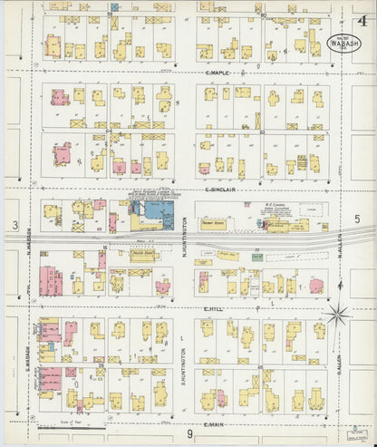 Sanborn Fire Insurance Map from Wabash, Wabash County, Indiana (1901), Sheet #0004 - Complete Map Set gallery image, historic Sanborn map, vintage wall art, Indiana Indiana