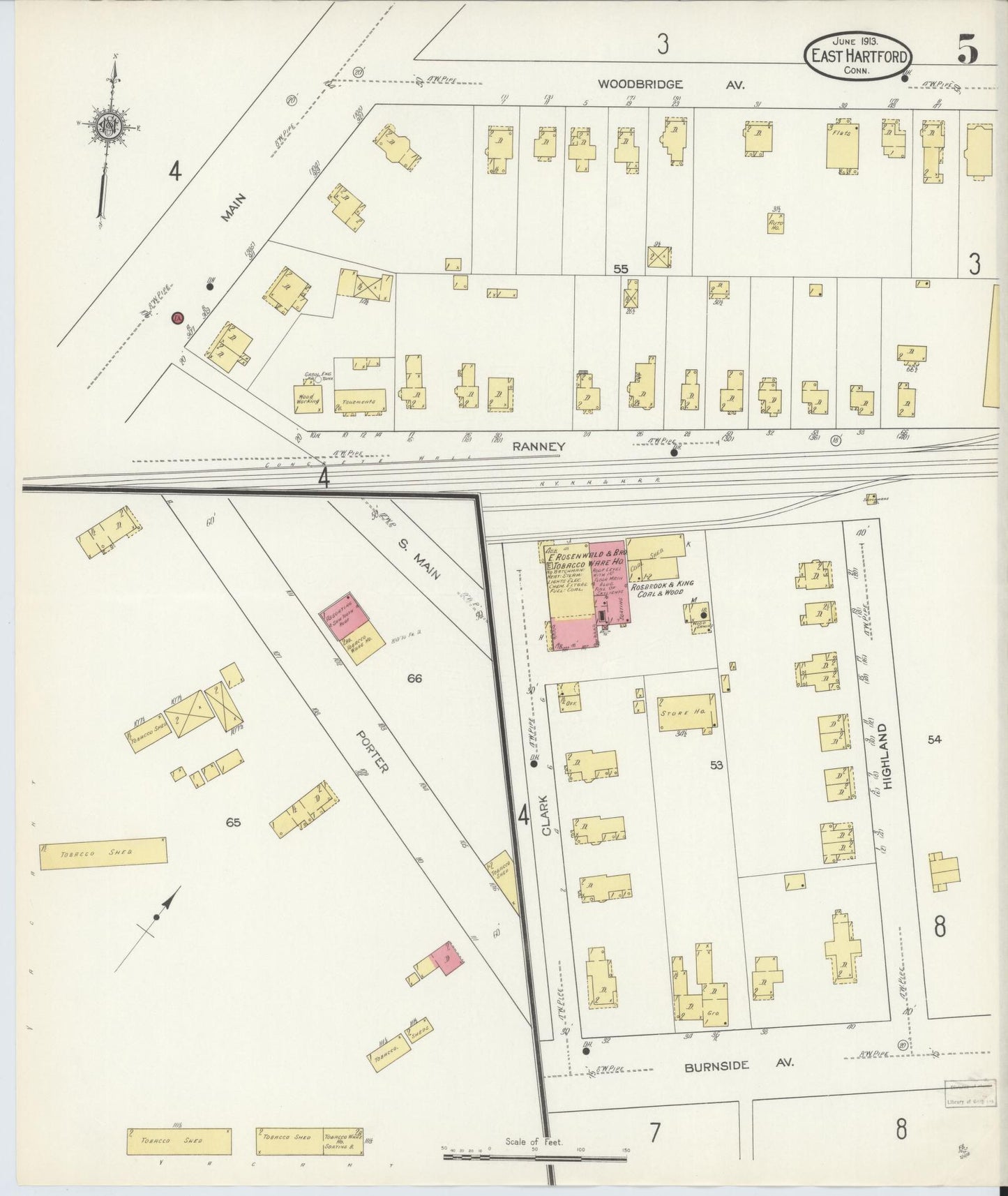 Sanborn Fire Insurance Map from East Hartford, Hartford County, Connecticut (1913), Sheet #0005 - Complete Map Set gallery image, historic Sanborn map, vintage wall art, Connecticut Connecticut