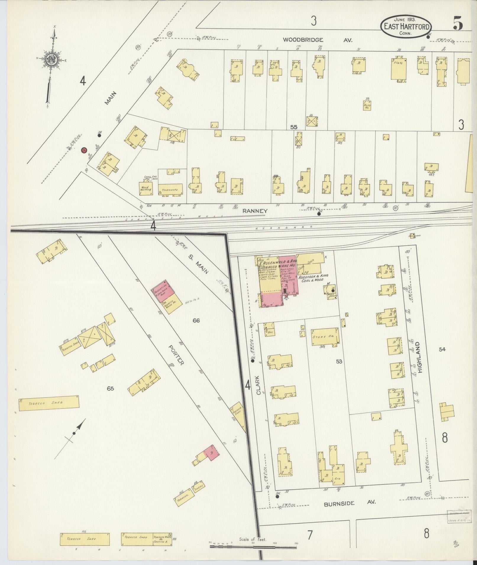 Sanborn Fire Insurance Map from East Hartford, Hartford County, Connecticut (1913), Sheet #0005 - Complete Map Set gallery image, historic Sanborn map, vintage wall art, Connecticut Connecticut