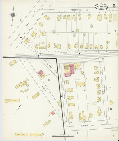 Sanborn Fire Insurance Map from East Hartford, Hartford County, Connecticut (1913), Sheet #0005 - Complete Map Set gallery image, historic Sanborn map, vintage wall art, Connecticut Connecticut