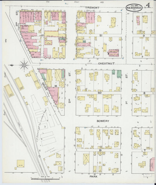 Sanborn Fire Insurance Map from Kewanee, Henry County, Illinois (1892), Sheet #0004 - Historic Sanborn Fire Insurance Map Print, vintage old map wall art, antique decor, genealogy gift, Illinois Illinois map