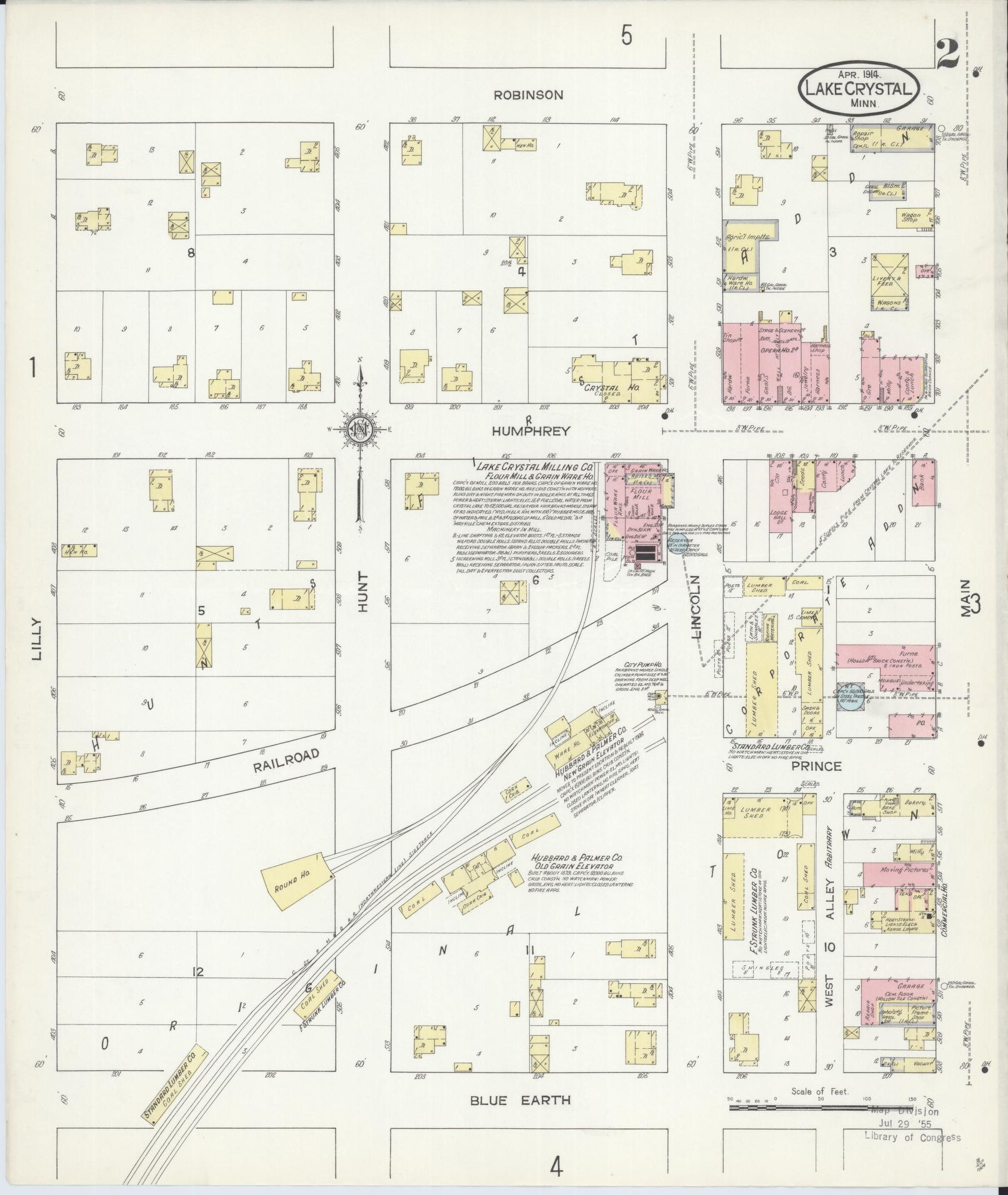 Sanborn Fire Insurance Map from Lake Crystal, Blue Earth County, Minnesota (1914), Sheet #0002 - Historic Sanborn Fire Insurance Map Print, vintage old map wall art, antique decor, genealogy gift, Minnesota Minnesota map