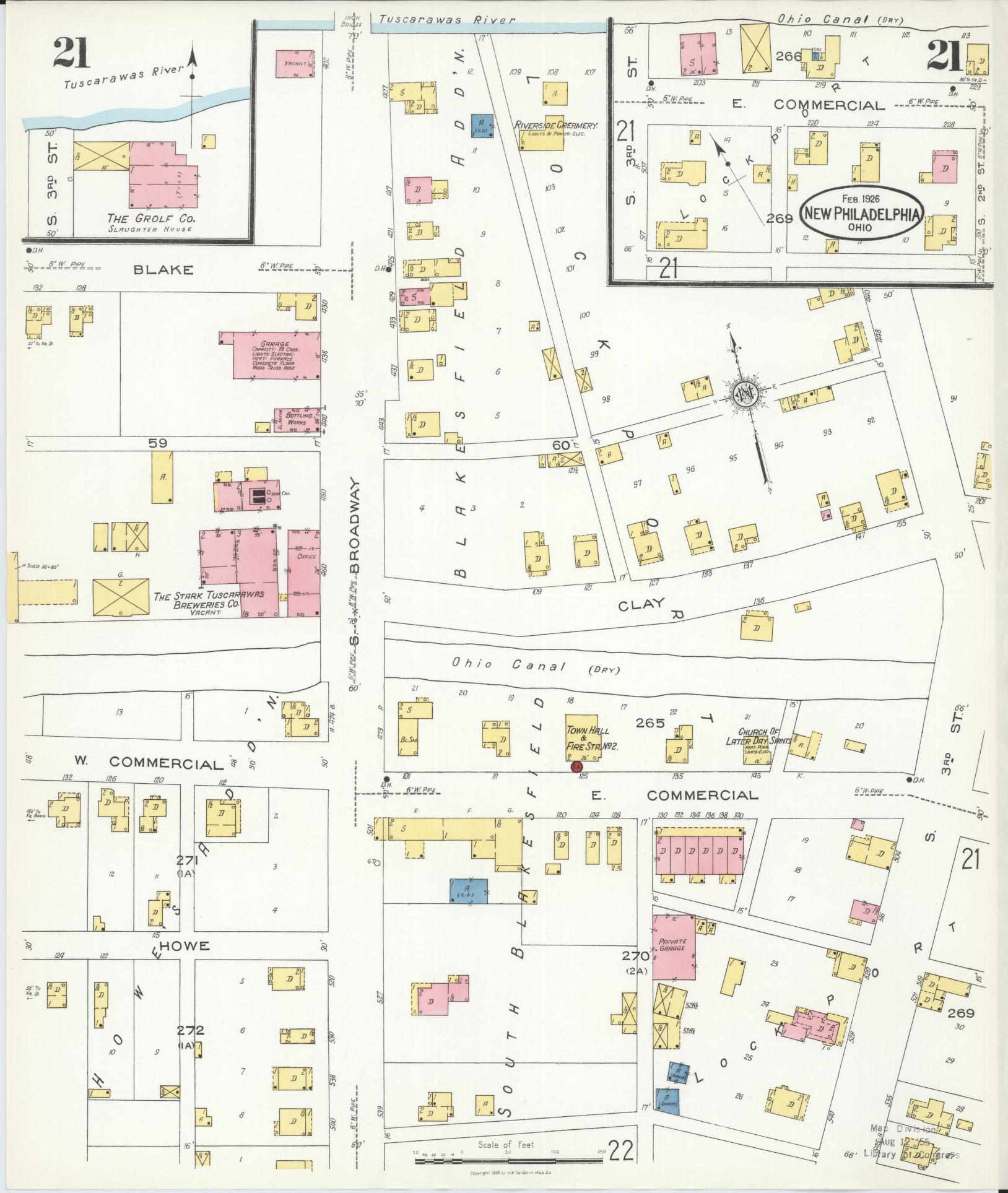 Sanborn Fire Insurance Map from New Philadelphia, Tuscarawas County, Ohio (1926), Sheet #0021 - Complete Map Set gallery image, historic Sanborn map, vintage wall art, Ohio Ohio