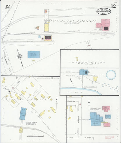 Sanborn Fire Insurance Map from Iron Mountain, Dickinson County, Michigan (1930), Sheet #0012 - Complete Map Set gallery image, historic Sanborn map, vintage wall art, Michigan Michigan