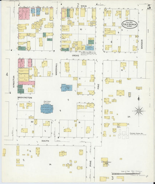 Sanborn Fire Insurance Map from Caledonia, Houston County, Minnesota (1909), Sheet #0005 - Historic Sanborn Fire Insurance Map Print, vintage old map wall art, antique decor, genealogy gift, Minnesota Minnesota map