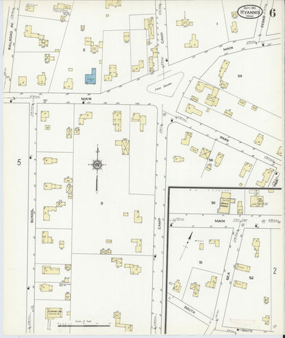 Sanborn Fire Insurance Map from Hyannis, Barnstable County, Massachusetts (1912), Sheet #0006 - Complete Map Set gallery image, historic Sanborn map, vintage wall art, Massachusetts Massachusetts