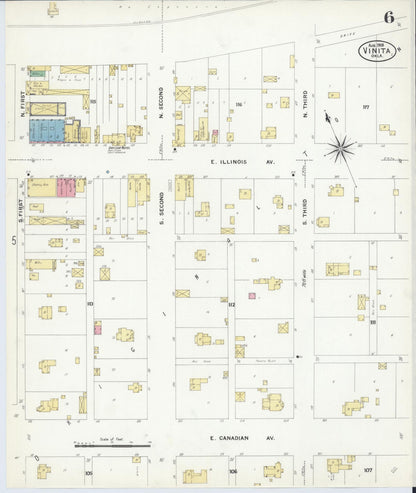 Sanborn Fire Insurance Map from Vinita, Craig County, Oklahoma (1908), Sheet #0006 - Complete Map Set gallery image, historic Sanborn map, vintage wall art, Oklahoma Oklahoma