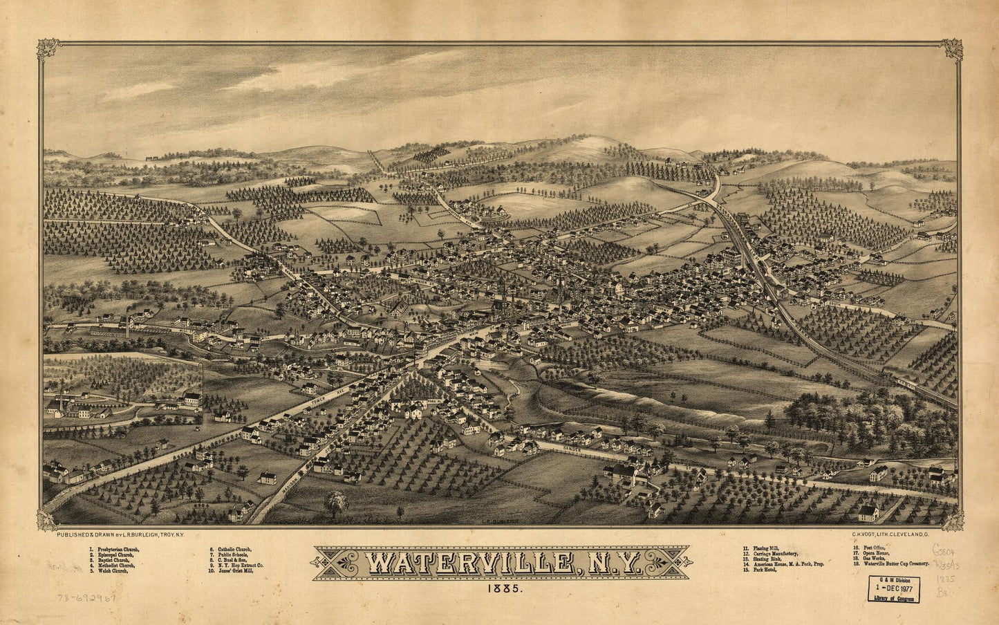 Waterville, N.Y., 1885 (1885) – Historic Bird’s-Eye View Panorama Print