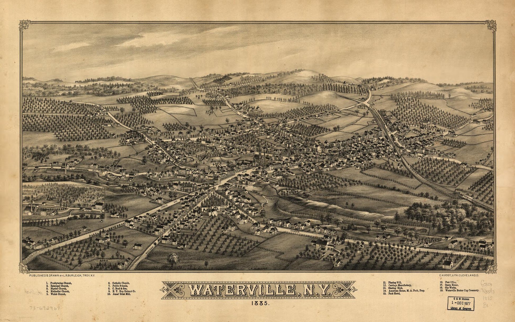 Waterville, N.Y., 1885 (1885) – Historic Bird’s-Eye View Panorama Print
