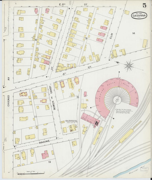 Sanborn Fire Insurance Map from Savanna, Carroll County, Illinois (1892), Sheet #0005 - Historic Sanborn Fire Insurance Map Print, vintage old map wall art, antique decor, genealogy gift, Illinois Illinois map