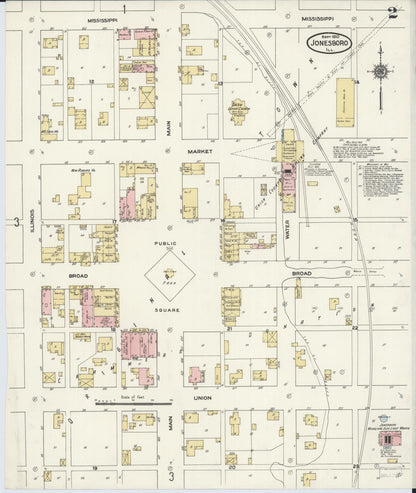 Sanborn Fire Insurance Map from Jonesboro, Union County, Illinois (1910), Sheet #0002 - Historic Sanborn Fire Insurance Map Print, vintage old map wall art, antique decor, genealogy gift, Illinois Illinois map