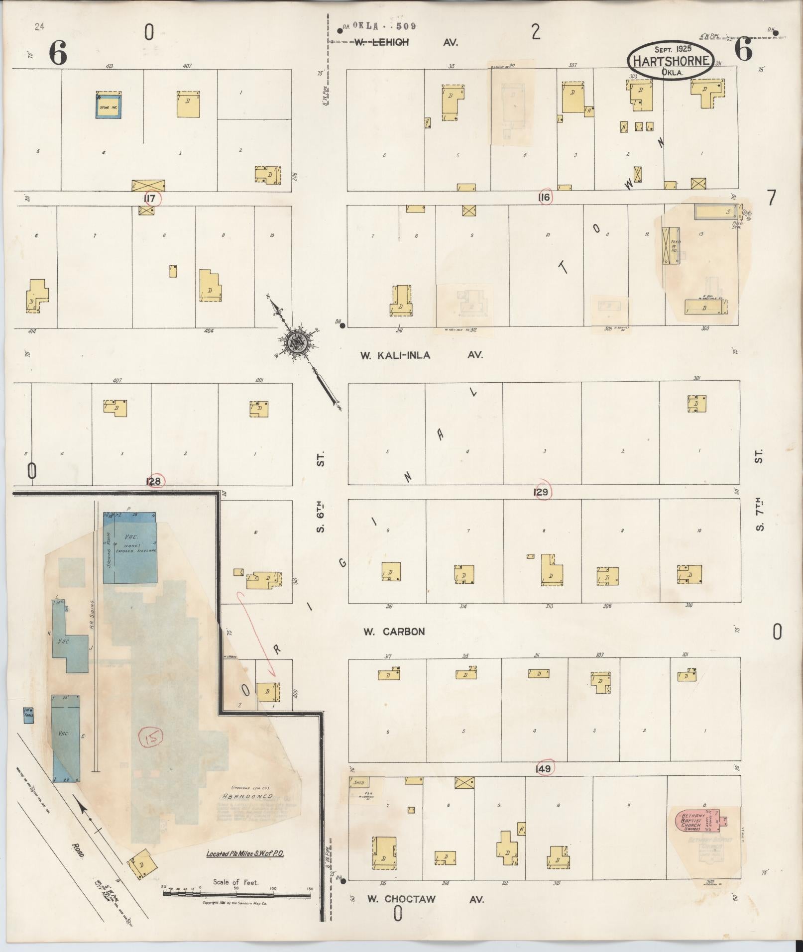 Sanborn Fire Insurance Map from Hartshorne, Pittsburg County, Oklahoma (1937), Sheet #0006 - Complete Map Set gallery image, historic Sanborn map, vintage wall art, Oklahoma Oklahoma