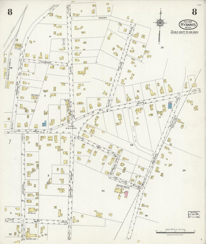 Sanborn Fire Insurance Map from Hyannis, Barnstable County, Massachusetts (1924), Sheet #0008 - Complete Map Set gallery image, historic Sanborn map, vintage wall art, Massachusetts Massachusetts