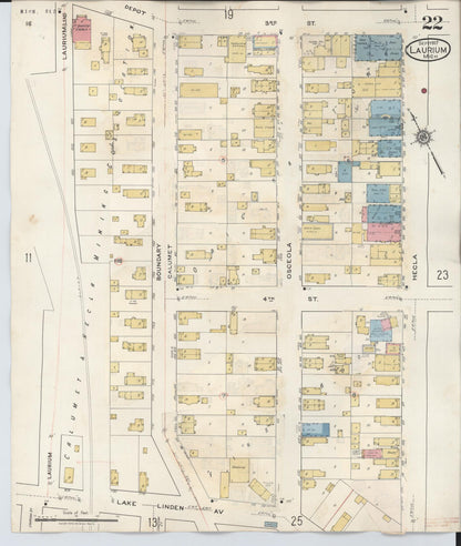 Sanborn Fire Insurance Map from Laurium, Houghton County, Michigan (1949), Sheet #0022 - Complete Map Set gallery image, historic Sanborn map, vintage wall art, Michigan Michigan