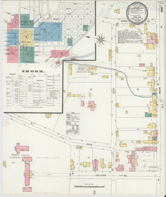 Sanborn Fire Insurance Map from Salem, Independent Cities, Virginia (1898), Sheet #0001 - Complete Map Set gallery image, historic Sanborn map, vintage wall art, Virginia Virginia