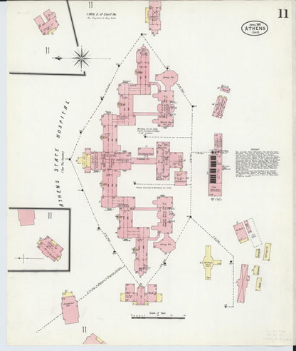 Sanborn Fire Insurance Map from Athens, Athens County, Ohio (1907), Sheet #0011 - Complete Map Set gallery image, historic Sanborn map, vintage wall art, Ohio Ohio