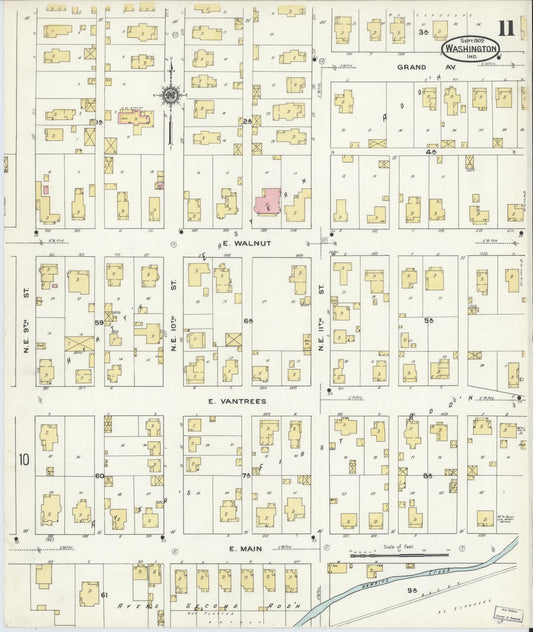 Sanborn Fire Insurance Map from Washington, Daviess County, Indiana (1909), Sheet #0011 - Historic Sanborn Fire Insurance Map Print, vintage old map wall art, antique decor, genealogy gift, Indiana Indiana map