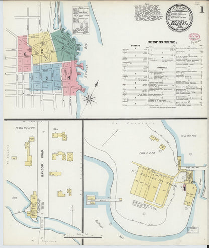 Sanborn Fire Insurance Map from Belfast, Waldo County, Maine (1895), Sheet #0001 - Complete Map Set gallery image, historic Sanborn map, vintage wall art, Maine Maine