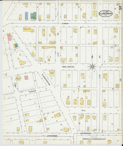 Sanborn Fire Insurance Map from Siloam Springs, Benton County, Arkansas (1904), Sheet #0005 - Complete Map Set gallery image, historic Sanborn map, vintage wall art, Arkansas Arkansas