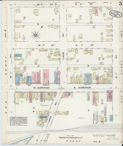 Sanborn Fire Insurance Map from Duluth, Saint Louis County, Minnesota (1884), Sheet #0005 - Complete Map Set gallery image, historic Sanborn map, vintage wall art, Minnesota Minnesota