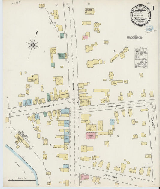 Sanborn Fire Insurance Map from Newport, Herkimer County, New York (1894), Sheet #0001 - Complete Map Set gallery image, historic Sanborn map, vintage wall art, New York New York