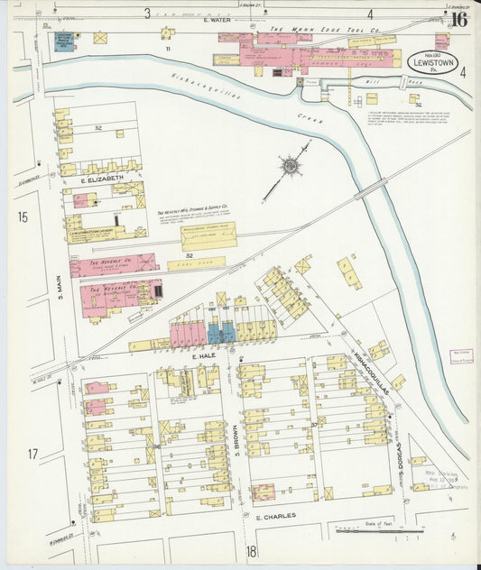 Sanborn Fire Insurance Map from Lewistown, Mifflin County, Pennsylvania (1910), Sheet #0016 - Historic Sanborn Fire Insurance Map Print, vintage old map wall art, antique decor, genealogy gift, Pennsylvania Pennsylvania map
