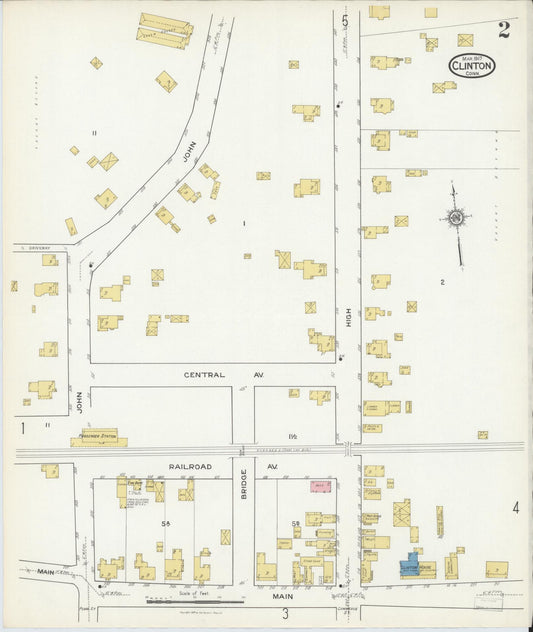 Sanborn Fire Insurance Map from Clinton, Middlesex County, Connecticut (1917), Sheet #0002 - Historic Sanborn Fire Insurance Map Print, vintage old map wall art, antique decor, genealogy gift, Connecticut Connecticut map