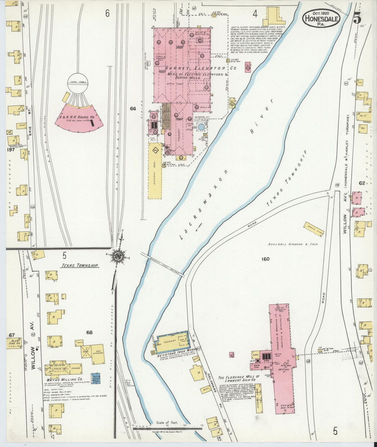 Sanborn Fire Insurance Map from Honesdale, Wayne County, Pennsylvania (1920), Sheet #0005 - Complete Map Set gallery image, historic Sanborn map, vintage wall art, Pennsylvania Pennsylvania