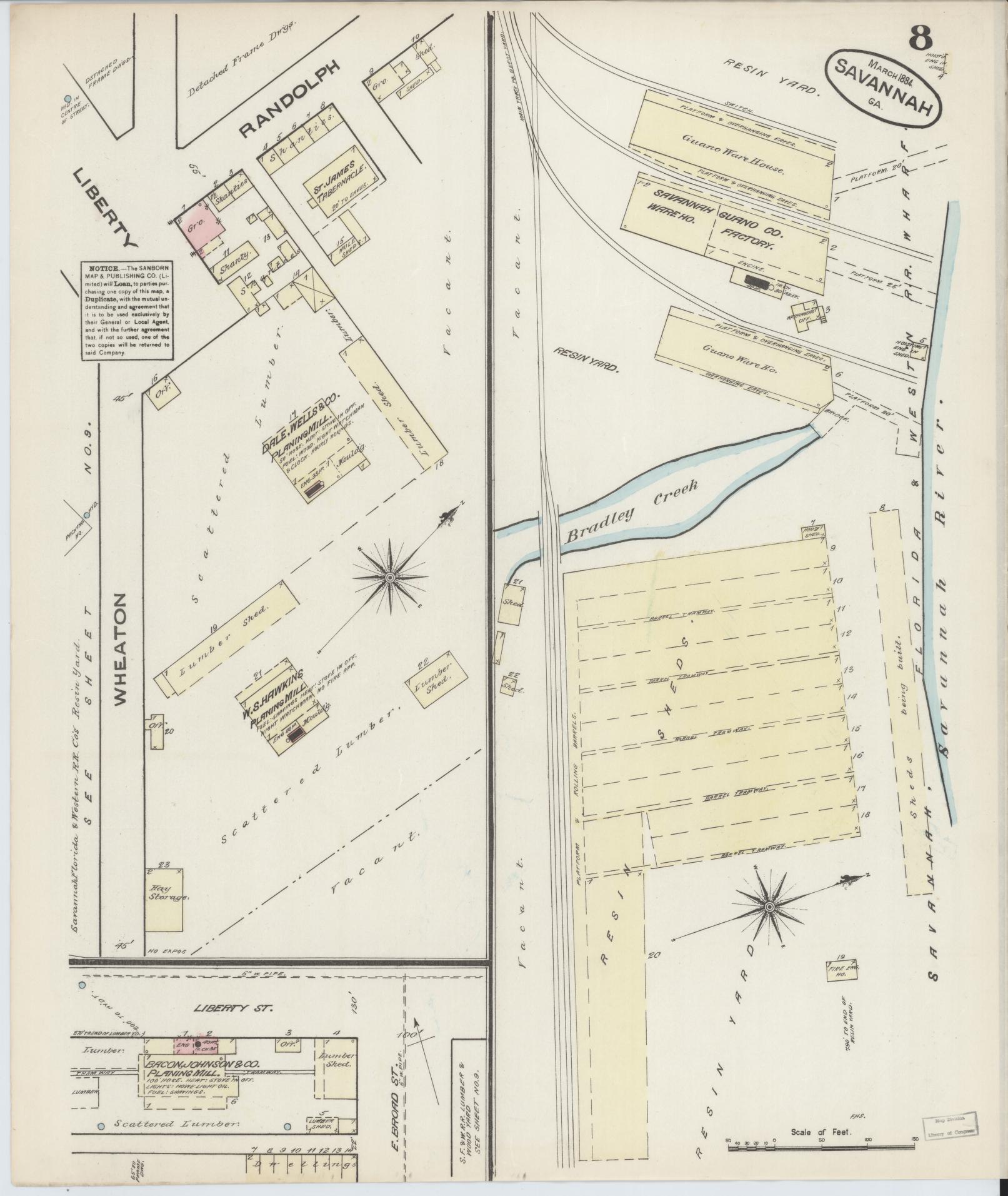 Sanborn Fire Insurance Map from Savannah, Chatham County, Georgia (1884), Sheet #0008 - Complete Map Set gallery image, historic Sanborn map, vintage wall art, Georgia Georgia