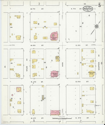 Sanborn Fire Insurance Map from Hereford, Deaf Smith County, Texas (1920), Sheet #0005 - Complete Map Set gallery image, historic Sanborn map, vintage wall art, Texas Texas