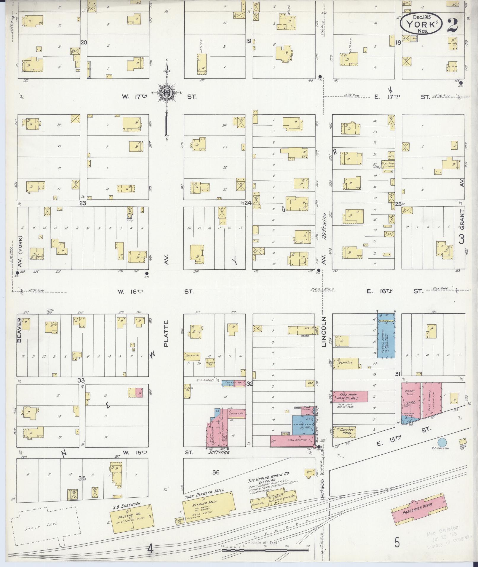 Sanborn Fire Insurance Map from York, York County, Nebraska (1915), Sheet #0002 - Complete Map Set gallery image, historic Sanborn map, vintage wall art, Nebraska Nebraska