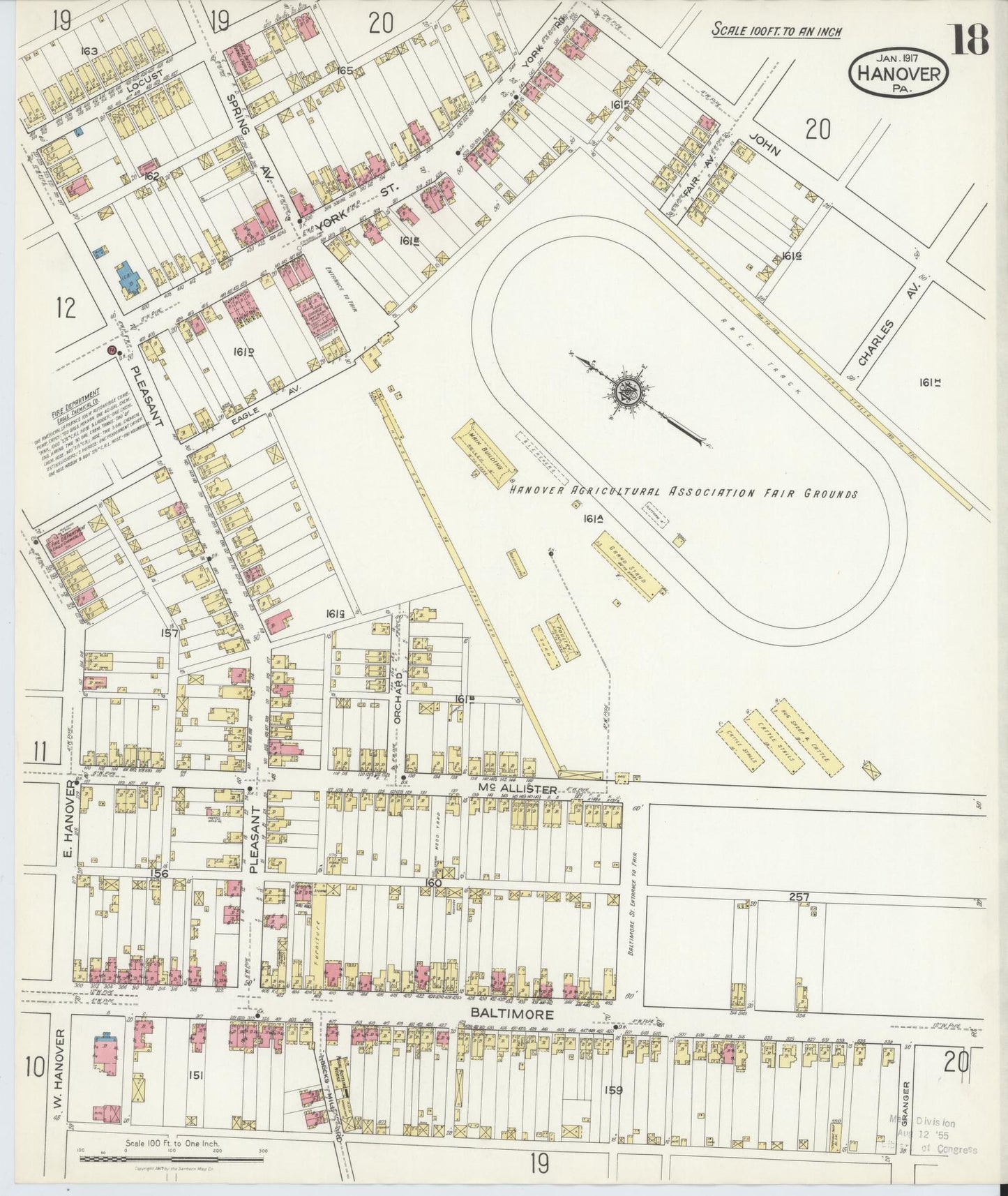 Sanborn Fire Insurance Map from Hanover, York County, Pennsylvania (1917), Sheet #0018 - Complete Map Set gallery image, historic Sanborn map, vintage wall art, Pennsylvania Pennsylvania