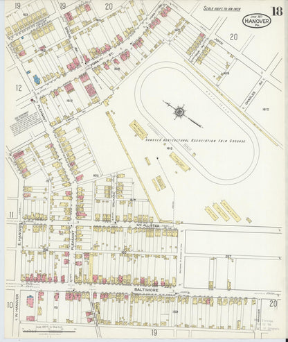 Sanborn Fire Insurance Map from Hanover, York County, Pennsylvania (1917), Sheet #0018 - Complete Map Set gallery image, historic Sanborn map, vintage wall art, Pennsylvania Pennsylvania
