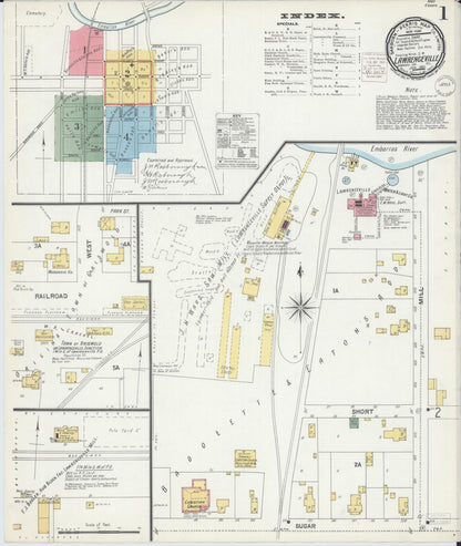 Sanborn Fire Insurance Map from Lawrenceville, Lawrence County, Illinois (1901), Sheet #0001 - Historic Sanborn Fire Insurance Map Print, vintage old map wall art, antique decor, genealogy gift, Illinois Illinois map